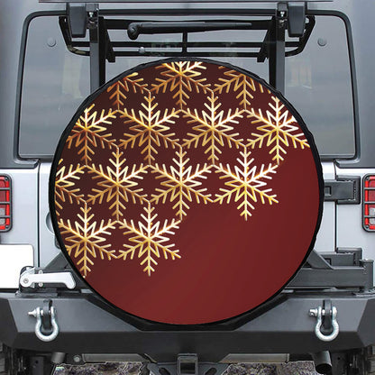 Golden Snowflake Print Leather Spare Tire Cover
