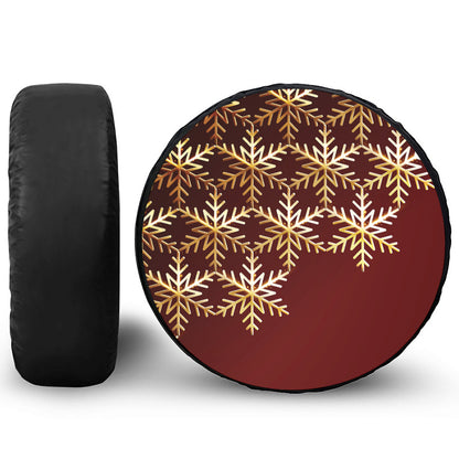 Golden Snowflake Print Leather Spare Tire Cover
