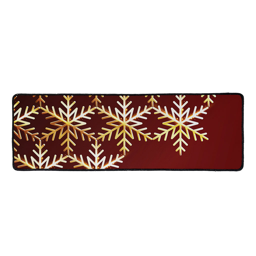 Golden Snowflake Print Long Kitchen Mat