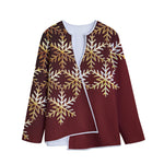 Golden Snowflake Print Long Sleeve Short Coat