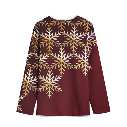 Golden Snowflake Print Long Sleeve Short Coat