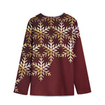 Golden Snowflake Print Long Sleeve Short Coat