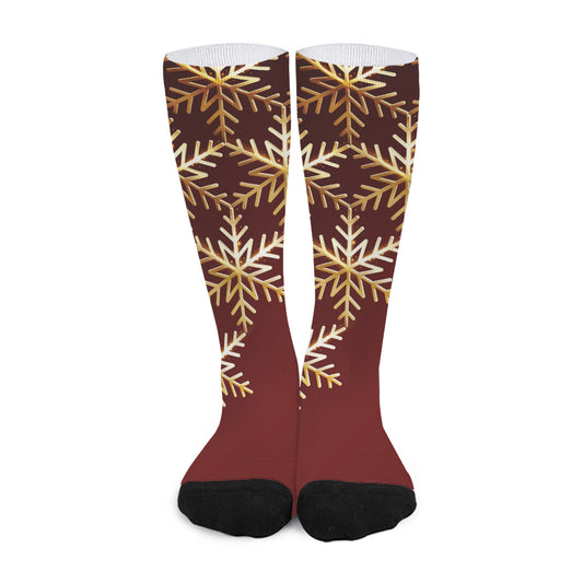 Golden Snowflake Print Long Socks