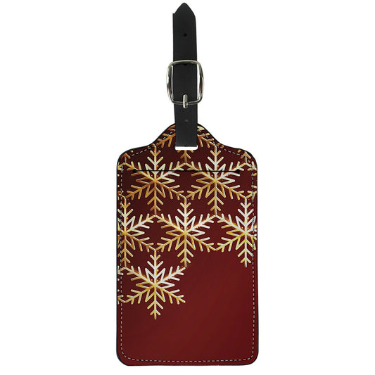 Golden Snowflake Print Luggage Tag