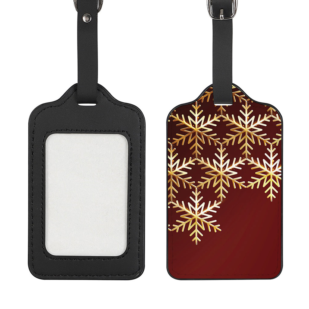 Golden Snowflake Print Luggage Tag