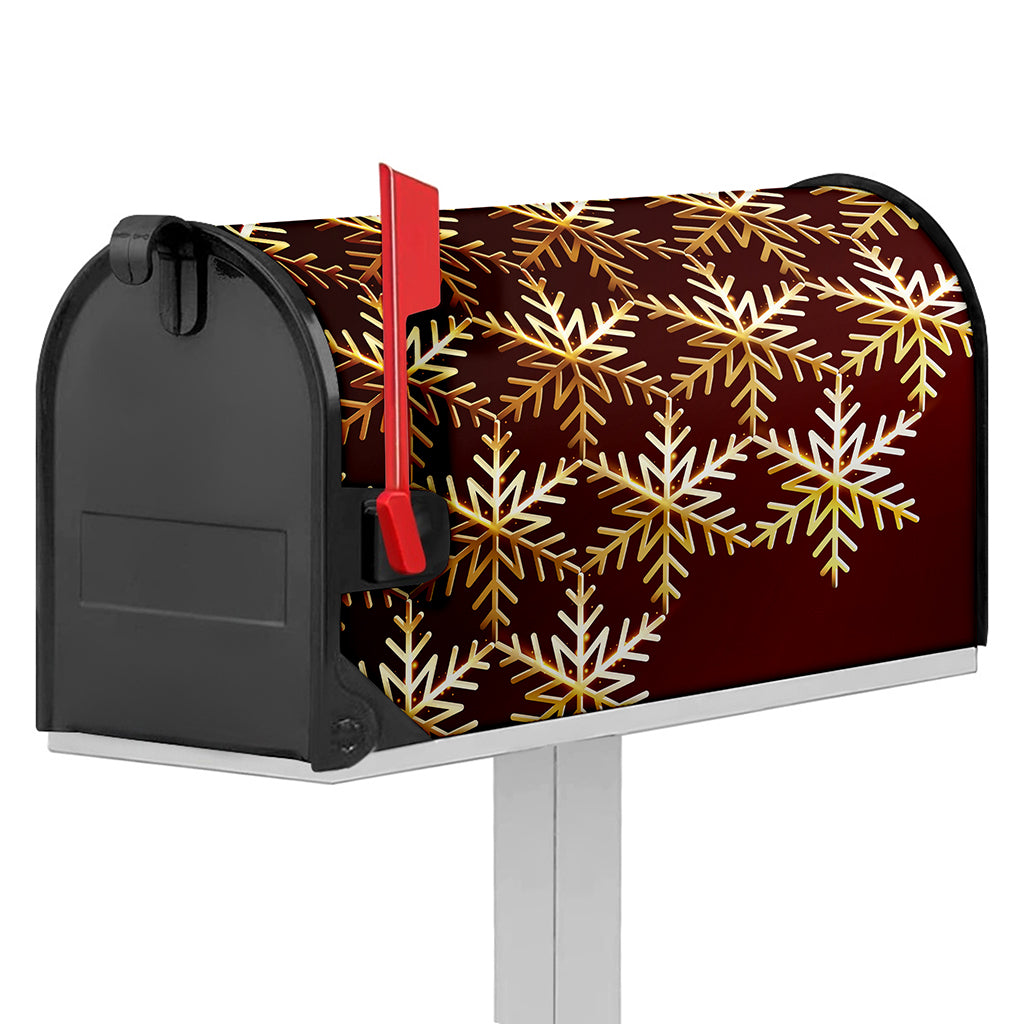 Golden Snowflake Print Mailbox Cover