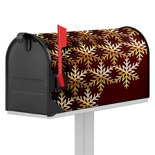 Golden Snowflake Print Mailbox Cover