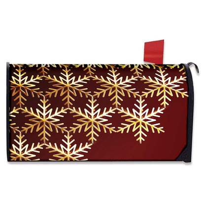 Golden Snowflake Print Mailbox Cover