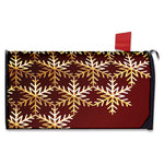 Golden Snowflake Print Mailbox Cover