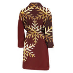 Golden Snowflake Print Men's Bathrobe