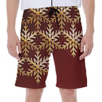 Golden Snowflake Print Men's Beach Shorts