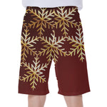 Golden Snowflake Print Men's Beach Shorts