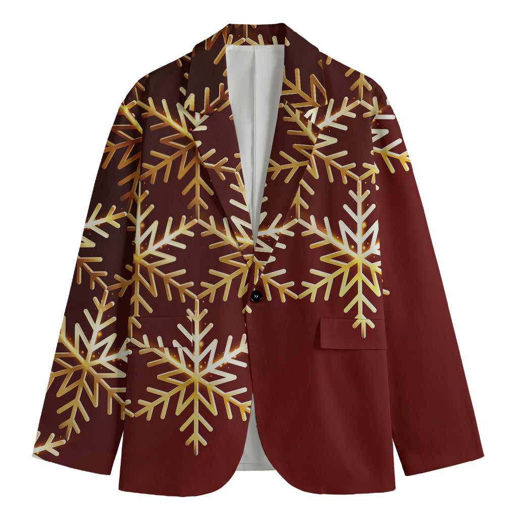 Golden Snowflake Print Men's Blazer