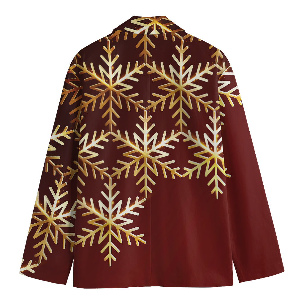 Golden Snowflake Print Men's Blazer