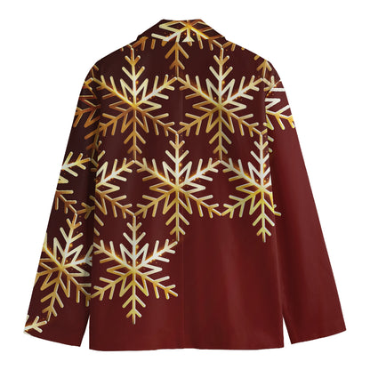 Golden Snowflake Print Men's Blazer