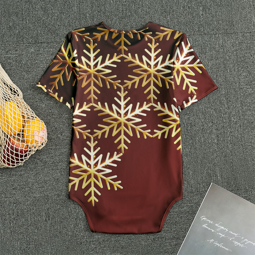 Golden Snowflake Print Men's Bodysuit