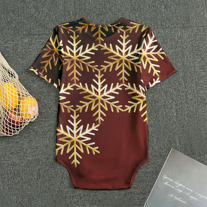 Golden Snowflake Print Men's Bodysuit