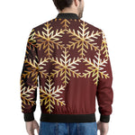 Golden Snowflake Print Men's Bomber Jacket