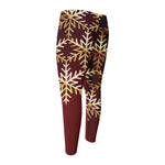 Golden Snowflake Print Men's Compression Pants