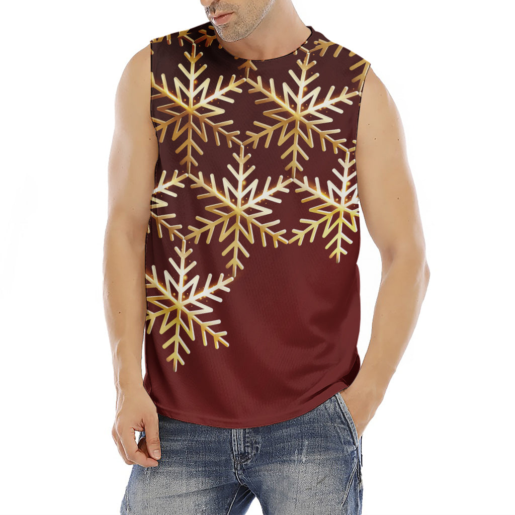 Golden Snowflake Print Men's Fitness Tank Top