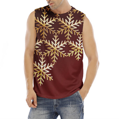 Golden Snowflake Print Men's Fitness Tank Top