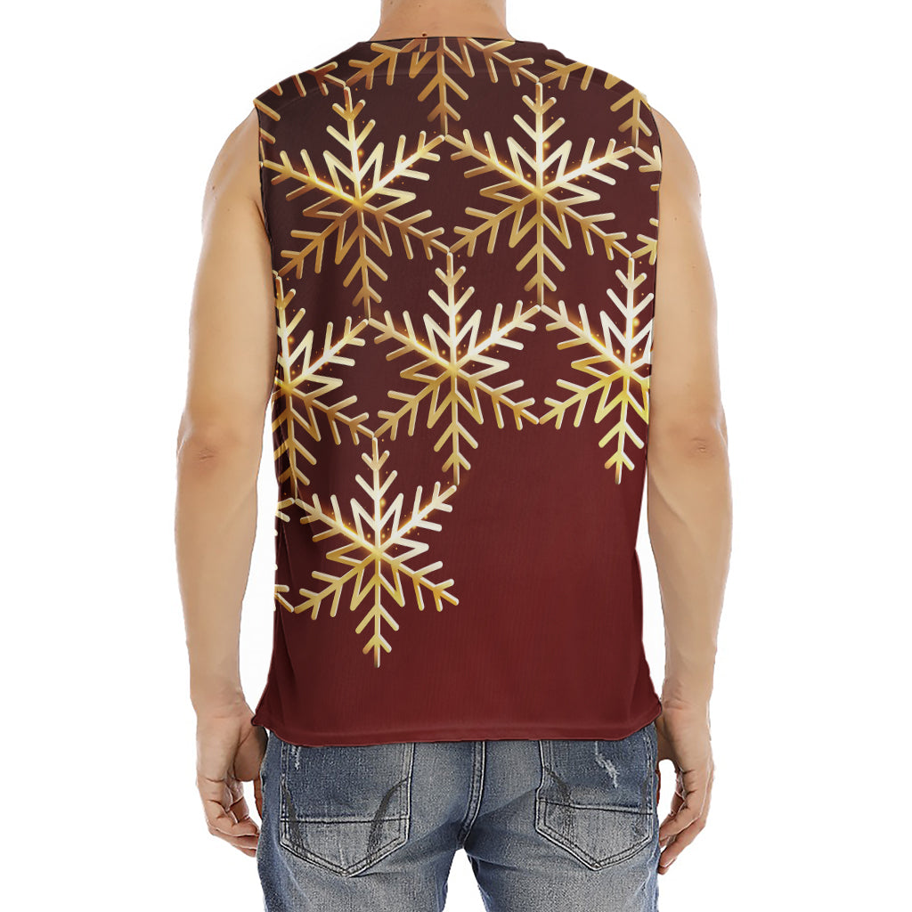 Golden Snowflake Print Men's Fitness Tank Top