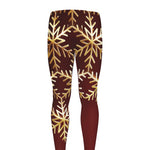 Golden Snowflake Print Men's leggings