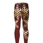 Golden Snowflake Print Men's leggings