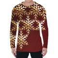 Golden Snowflake Print Men's Long Sleeve T-Shirt