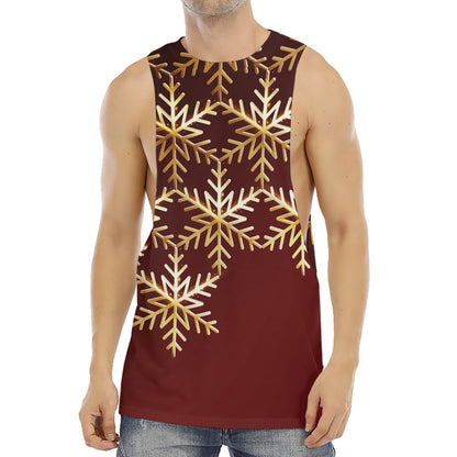 Golden Snowflake Print Men's Muscle Tank Top