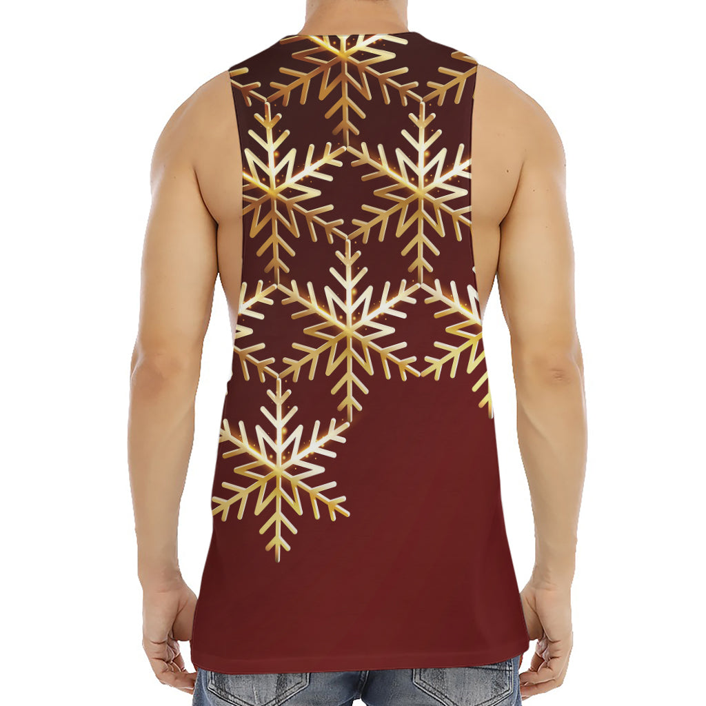 Golden Snowflake Print Men's Muscle Tank Top