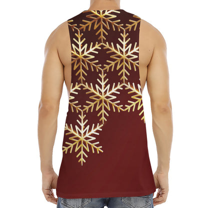 Golden Snowflake Print Men's Muscle Tank Top