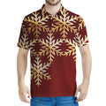 Golden Snowflake Print Men's Polo Shirt