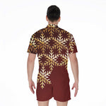 Golden Snowflake Print Men's Rompers
