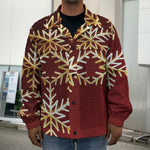 Golden Snowflake Print Men's Shirt Jacket