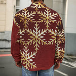 Golden Snowflake Print Men's Shirt Jacket