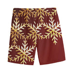 Golden Snowflake Print Men's Sports Shorts