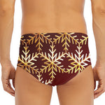 Golden Snowflake Print Men's Triangle Swim Briefs