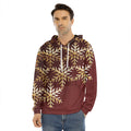 Golden Snowflake Print Men's Velvet Pullover Hoodie