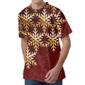 Golden Snowflake Print Men's Velvet T-Shirt