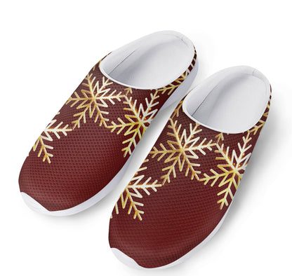 Golden Snowflake Print Mesh Casual Shoes