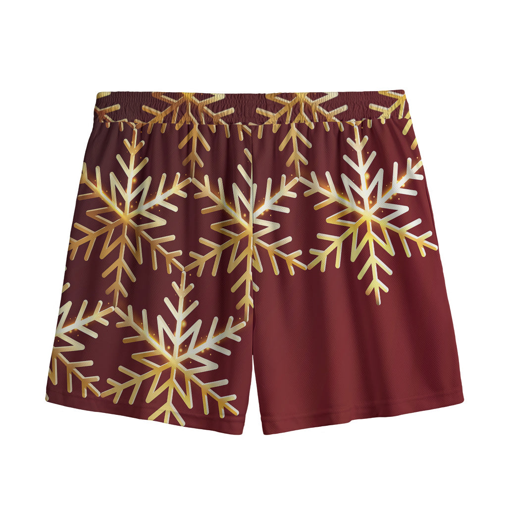 Golden Snowflake Print Mesh Shorts