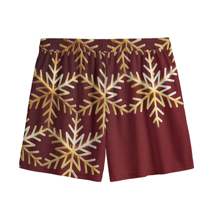 Golden Snowflake Print Mesh Shorts