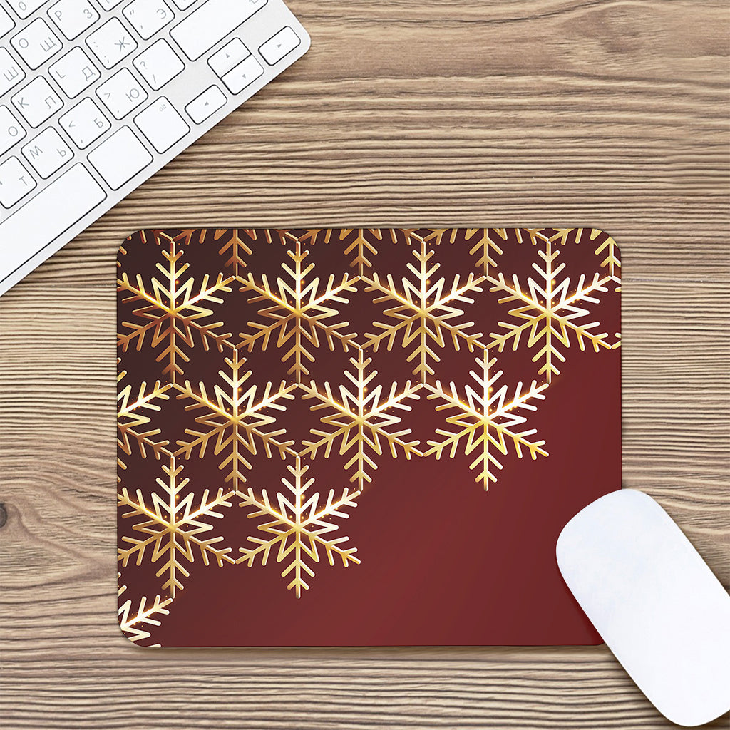 Golden Snowflake Print Mouse Pad
