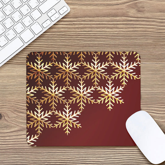 Golden Snowflake Print Mouse Pad