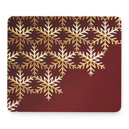 Golden Snowflake Print Mouse Pad