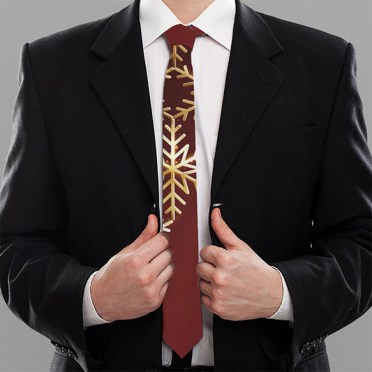 Golden Snowflake Print Necktie