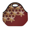 Golden Snowflake Print Neoprene Lunch Bag