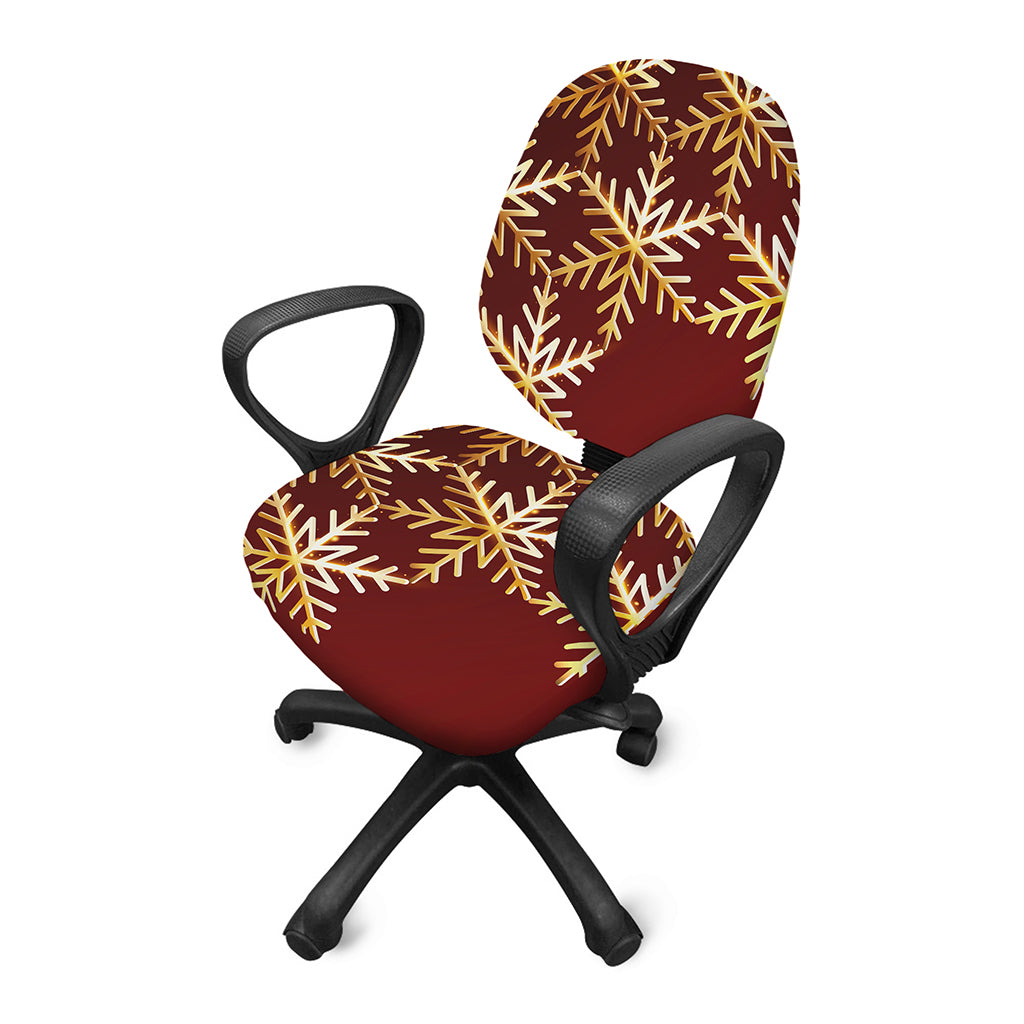 Golden Snowflake Print Office Chair Cover