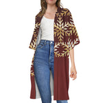 Golden Snowflake Print Open Front Beach Cover Up
